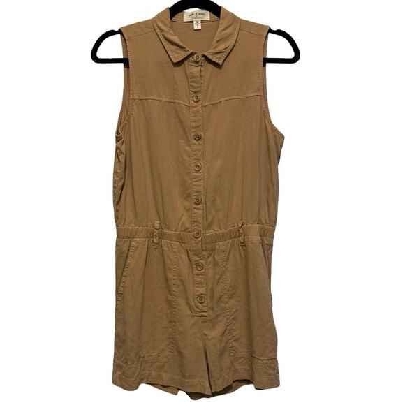 Cloth & Stone Utility Romper Womens Small brown warm honey Jay Collared jumper - Picture 2 of 7